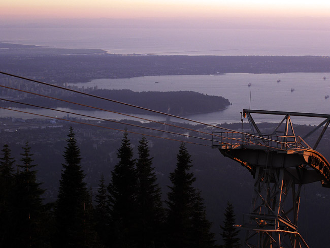 Evening view of Vancouver from the top of Grouse Mountain