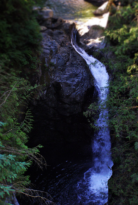 Cliff jumping waterfall at Lynn Canyon on Vancouver's North Shore