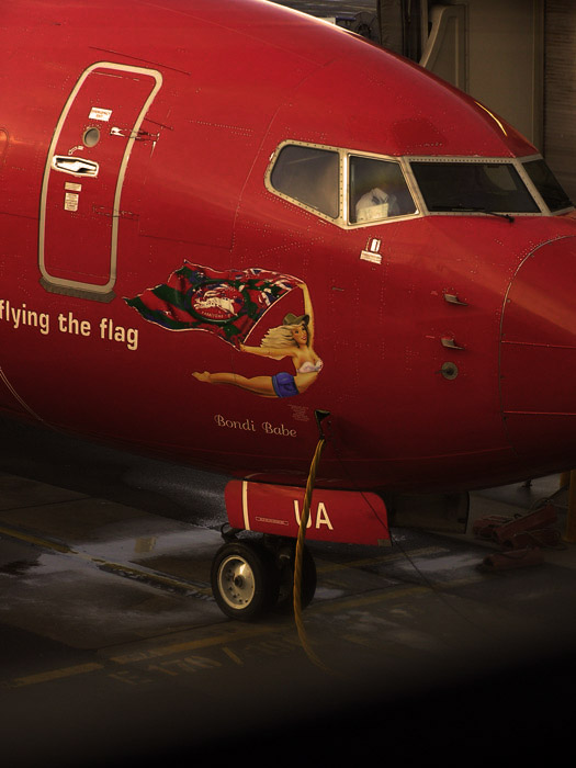 'Bondi Babe', a Qantas plane at Sydney airport