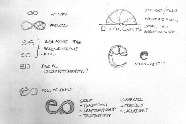 Elifer Santos identity logo sketches