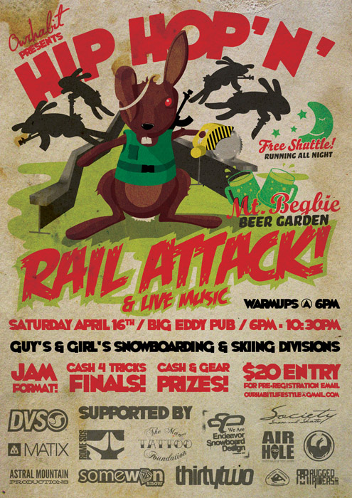 Poster for the Hip Hop'n' Rail Attack in Revelstoke