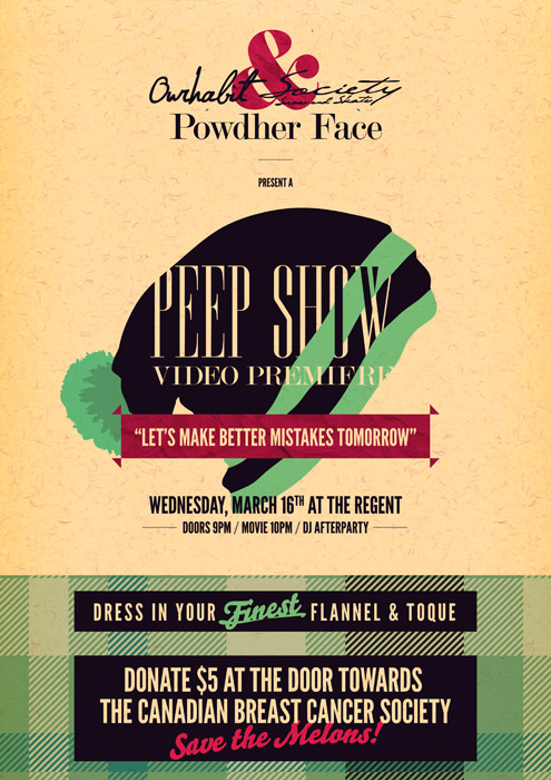 Poster for the Peep Show Video Premiere in Revelstoke
