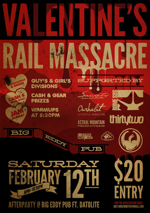 Poster for the Valentine's Rail Massacre in Revelstoke