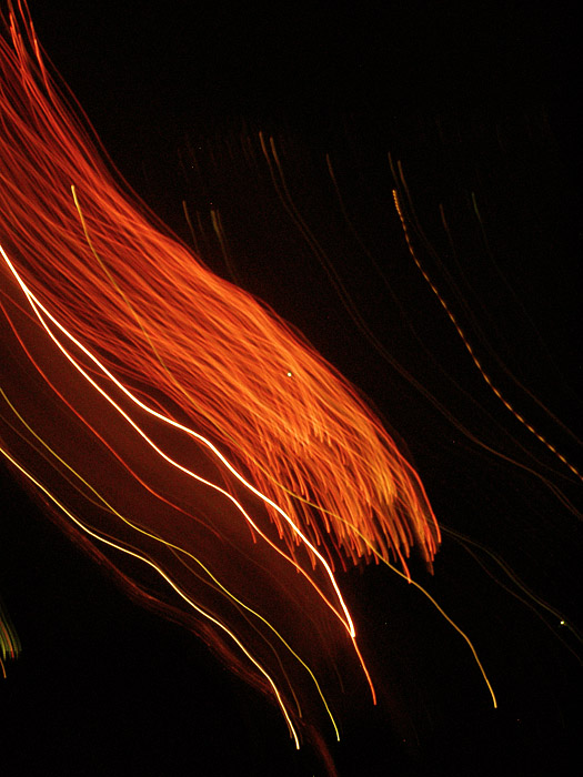 Motion exposures of fireworks over English Bay in Vancouver