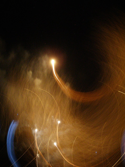 Motion exposures of fireworks over English Bay in Vancouver