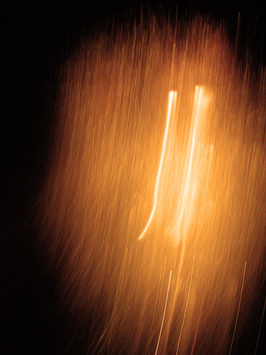 Motion exposures of fireworks over English Bay in Vancouver