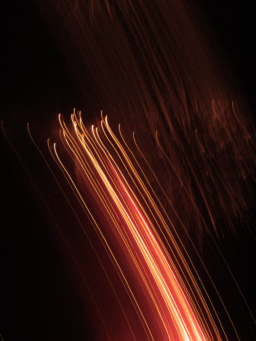 Motion exposures of fireworks over English Bay in Vancouver