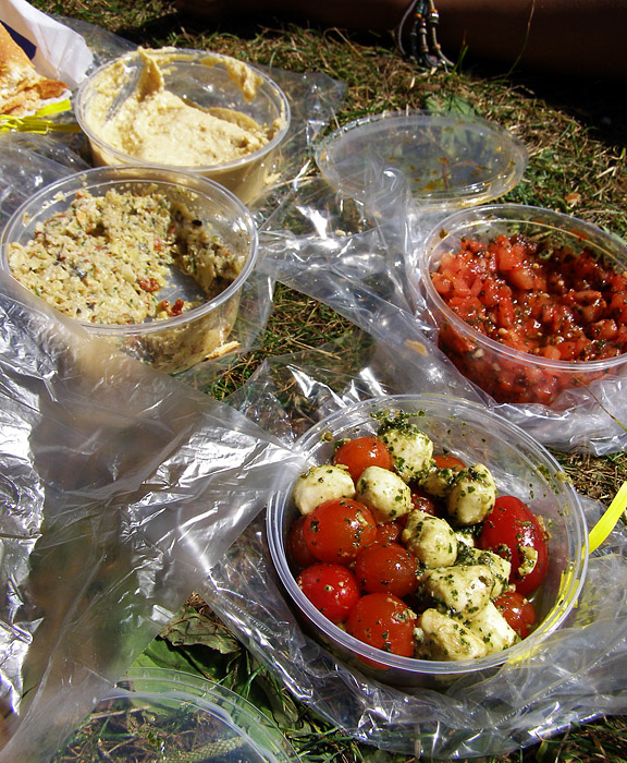 Dips and salad-based picnic from Granville Island Markets