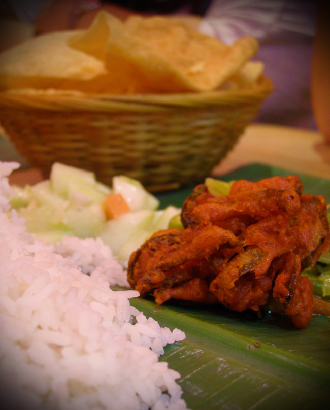 Delicious Indian food in KL served on a banana leaf