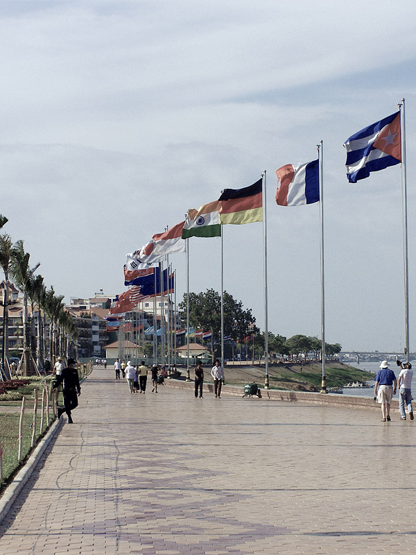 Flags next to the river