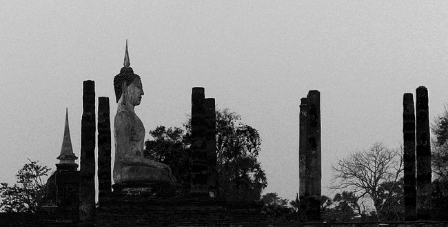 Buddha statue and pillars