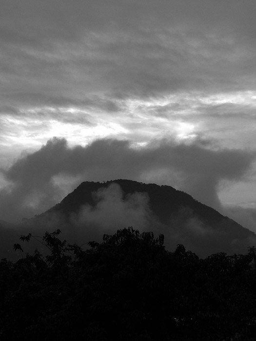 Hill, forest and cloud layers in Vang Vieng