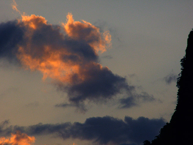 Light shining through clouds in Vang Vieng